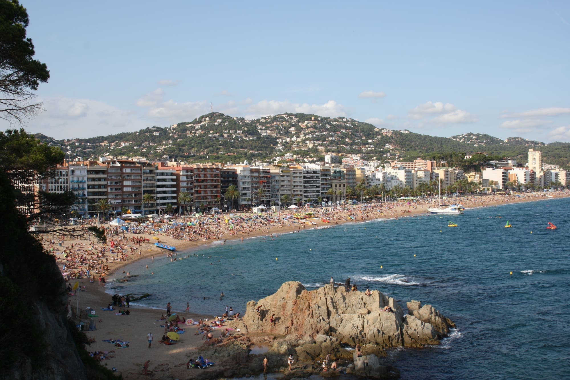 Beach and bay of Lloret de Mar on the Costa Brava